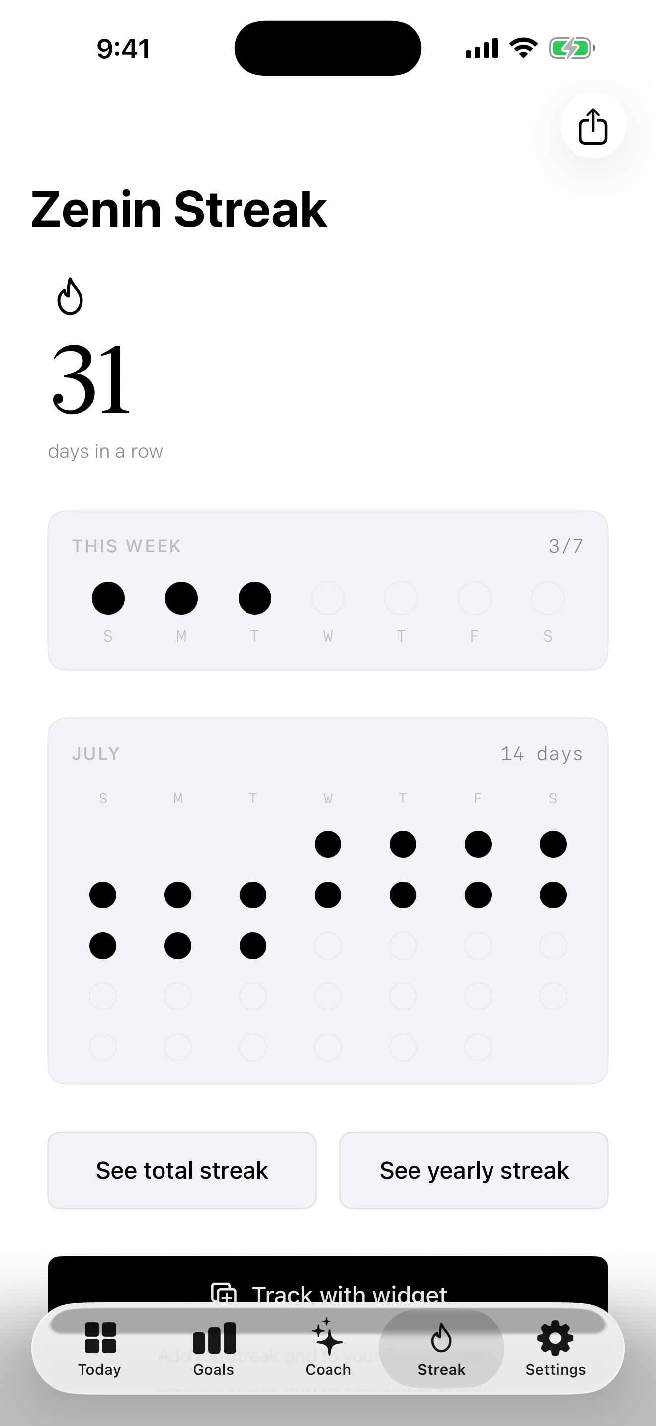 Zenin Streak screen